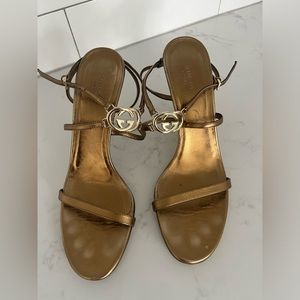 Authentic Gucci gold strappy heels